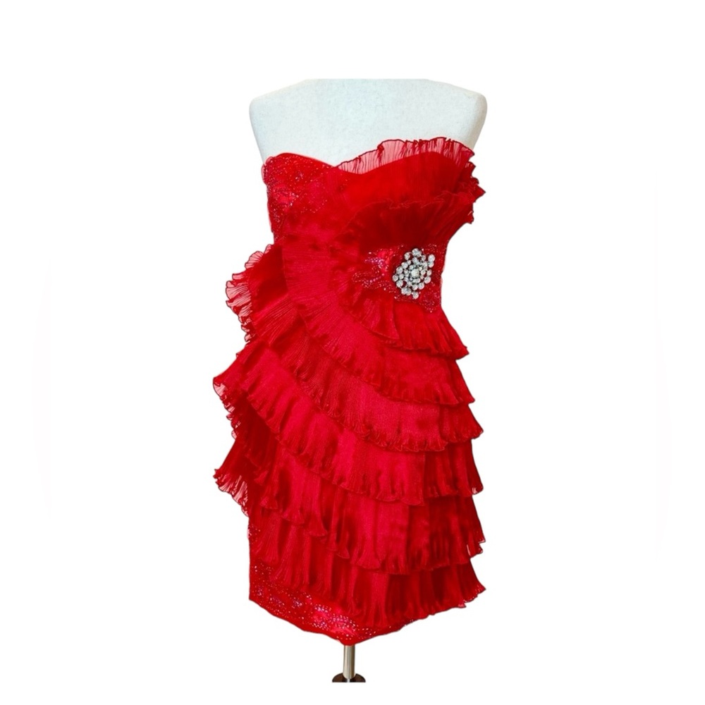 Jovani Strapless Red Dress | Size 8